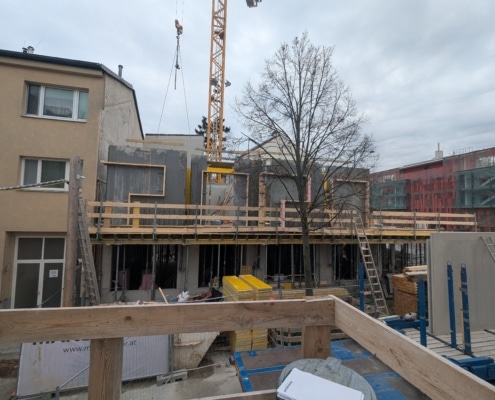 Hier sieht man die Bauarbeiten im ersten Stock des Hauses.